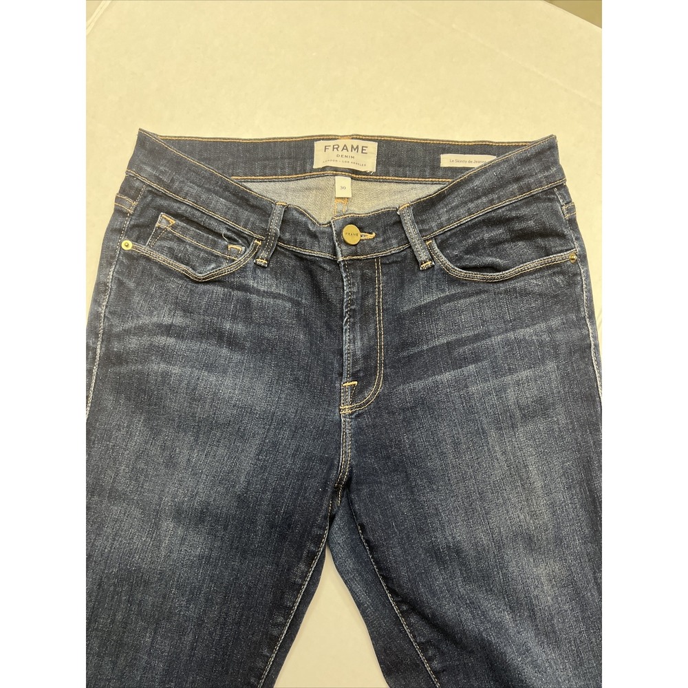 Frame Denim Le Skinny de Jeanne Queens Way Dark Wash Denim Jeans Womens‎ sz 30